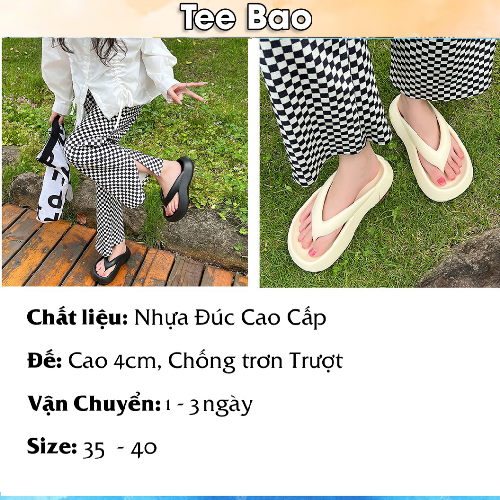 Dép xỏ ngón đi biển 03 đế bánh mì dép tông đế dày 4cm siêu êm chất EVA siêu mềm êm phong cách Hàn Quốc