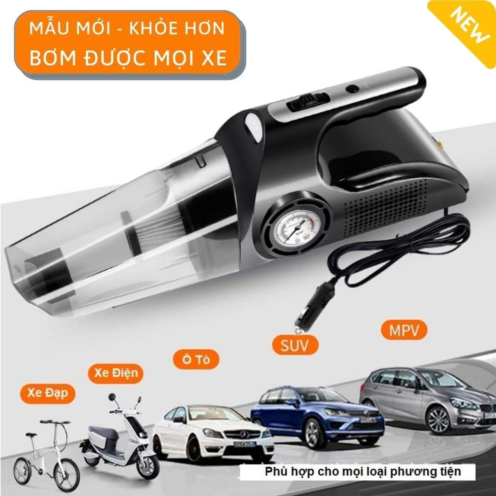 Máy Hút Bụi Ô Tô - Máy Bơm Lốp Ô Tô Đa Năng 4 Trong 1