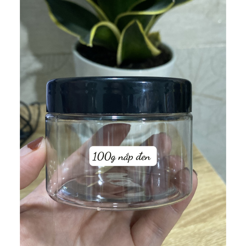 HỦ NHỰA PET TRONG 100G/200G NẮP ĐEN/NẮP TRẮNG SỮA KÈM NẮP LÓT-HỦ NHỰA ĐỰNG KEM-HỦ CHIẾT MỸ PHẨM-HỦ ĐỰNG THỰC PHẨM
