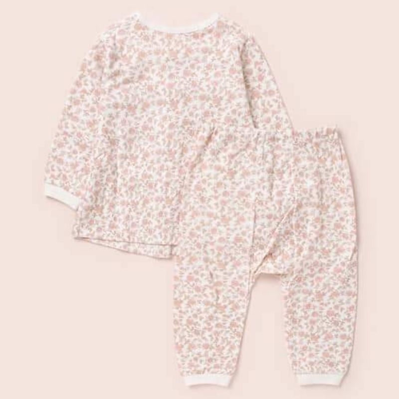 Size 12M  - Bộ quần áo thu đông Ettoi họa tiết hoa nhí xinh xắn cho bé gái mặc đi chơi