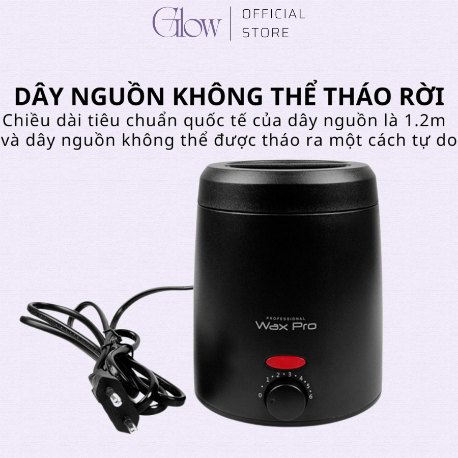 Nồi Nấu Sáp Wax Lông GLOW WAXING Pro Wax 200 Mini Chống Dính Cao Cấp Siêu Tiện Lợi Tặng Kèm Que 1013