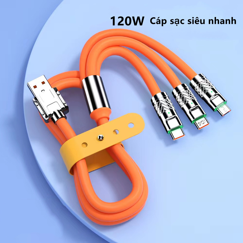 Sạc Nhanh 120W 6A Xoay 180 Độ,Dài 1M 2M Bằng Silicone giành cho máy tính bảng Android / IOS [CÁP-BÉO120W]