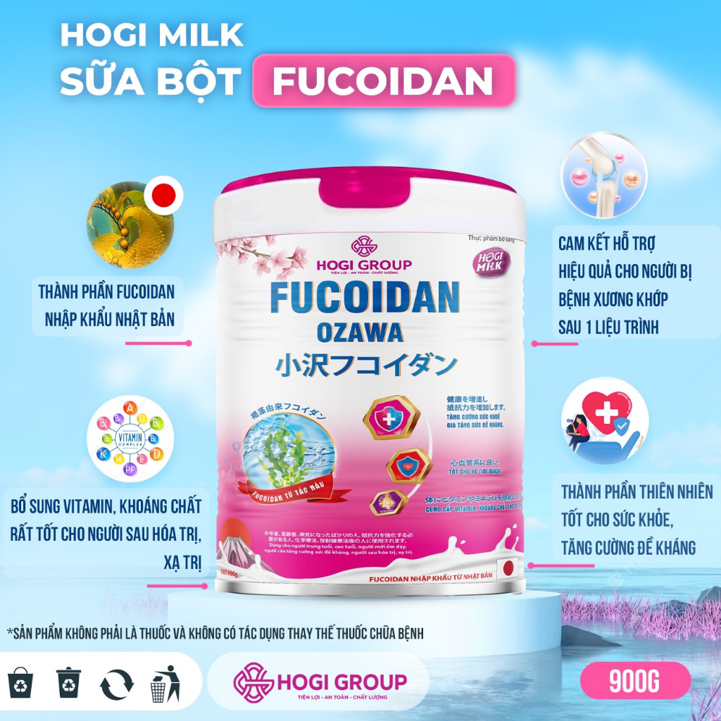 Sữa bột HOGI MILK FUCOIDAN nhập khẩu Nhật Bản, hỗ trợ đau xương khớp, tăng cường sức đề kháng, 900g MIL01