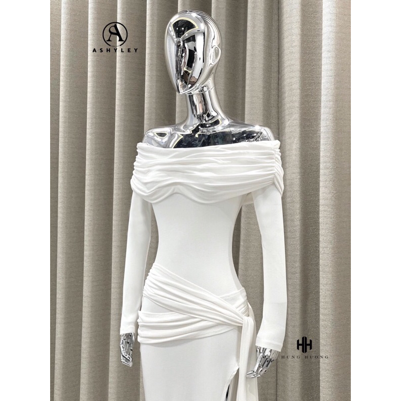 Váy 𝐋𝐔𝐂𝐘 𝐀𝐒𝐇𝐘𝐋𝐄𝐘 dáng body trễ vai xẻ tà sexy
