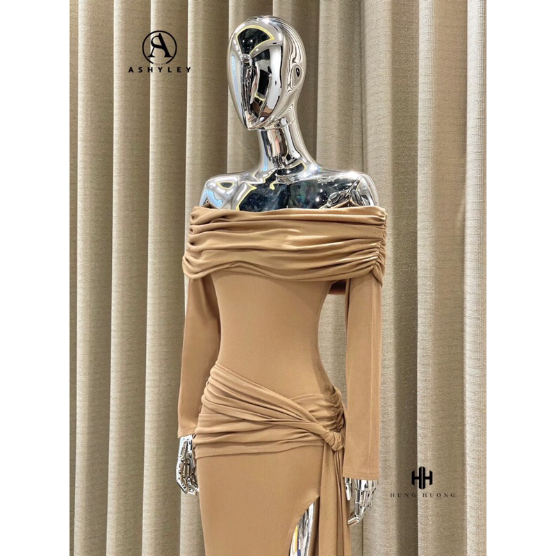 Váy 𝐋𝐔𝐂𝐘 𝐀𝐒𝐇𝐘𝐋𝐄𝐘 dáng body trễ vai xẻ tà sexy