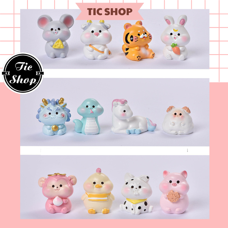 Tượng 12 Con Giáp Mô Hình Decor Trang Trí Quà Tặng Mini Cute