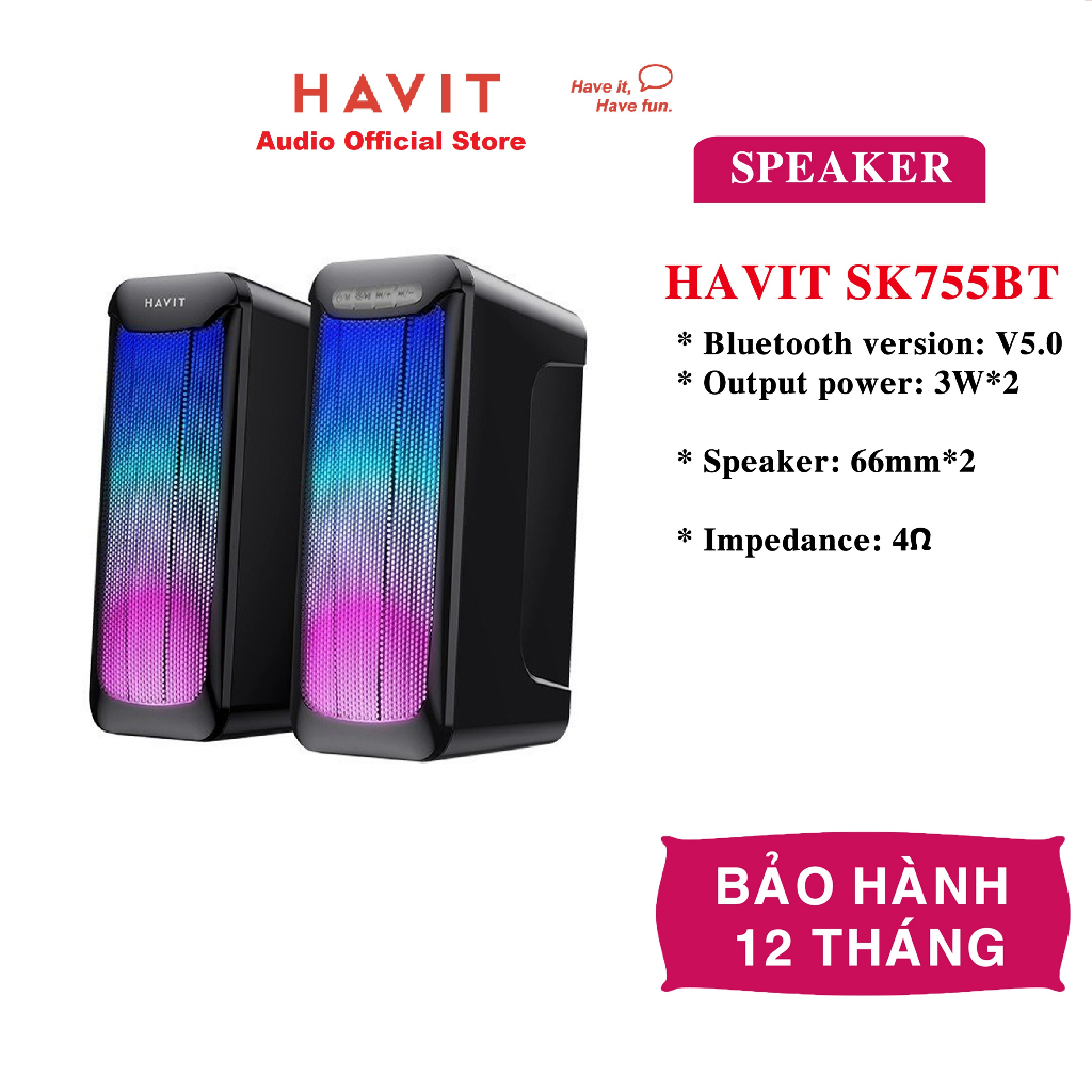 Loa máy tính Bluetooth Havit SK755BT - Hàng Chính Hãng - Bảo hành 12 tháng