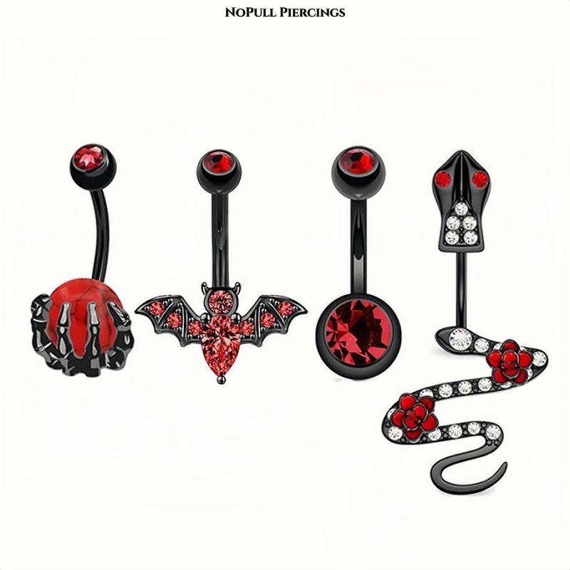 (1 chiếc) KHUYÊN RỐN ĐÍNH ĐÁ - Khuyên rốn màu đỏ - Khuyên thép y tế - Khuyên xỏ rốn - Khuyên rốn đỏ 