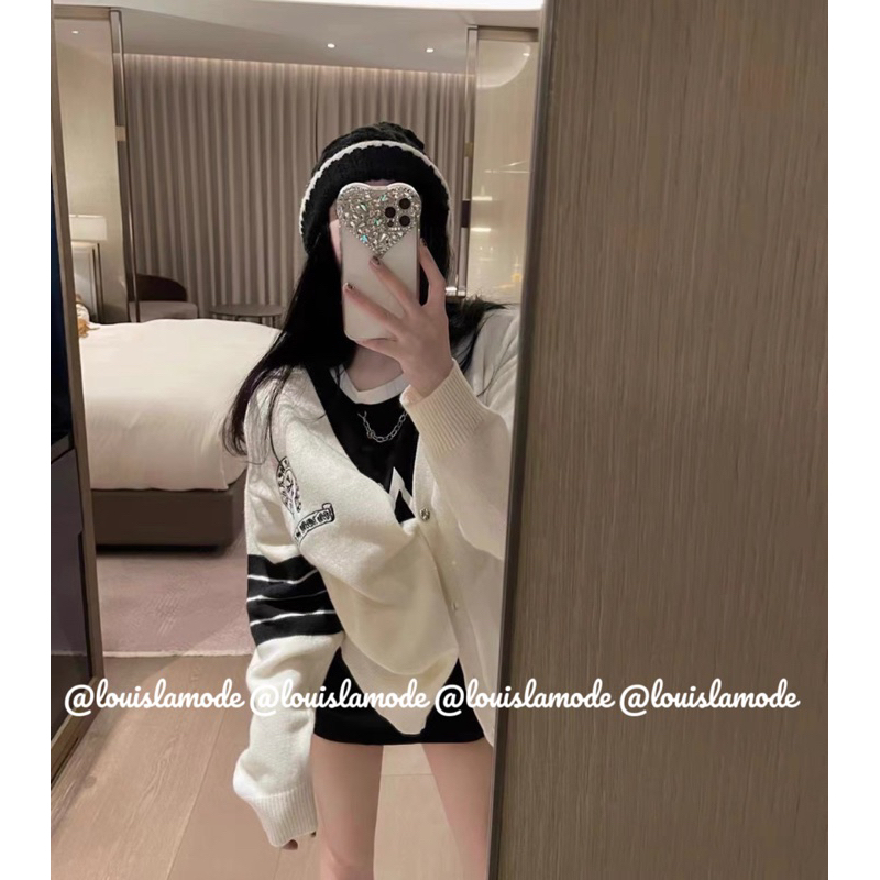 Áo Khoác Len Cardigan Thêu Chữ Thập CH Nhiều Màu