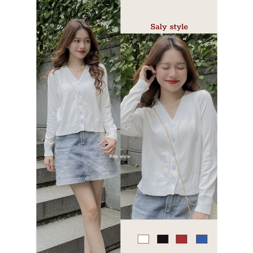 Áo len cardigan Saly dáng ngắn basic phù hợp mọi outfit Cadiganlen_P0K37