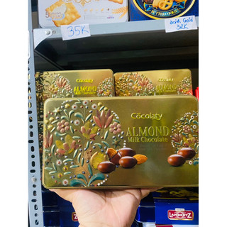 Socola sữa Hạnh Nhân Cocolaty hộp thiếc 160g