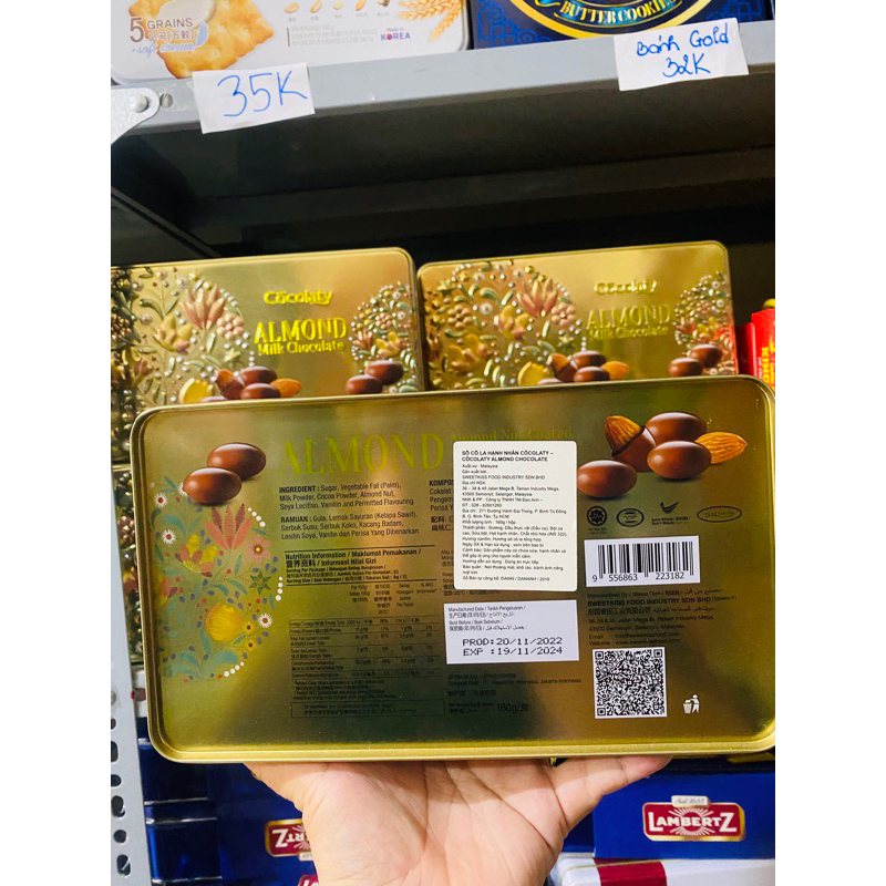 Socola sữa Hạnh Nhân Cocolaty hộp thiếc 160g