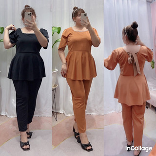 SÉT BỘ CỔ VUÔNG CỘT NƠ SAU LƯNG Bigsize Nữ (68-95kg)