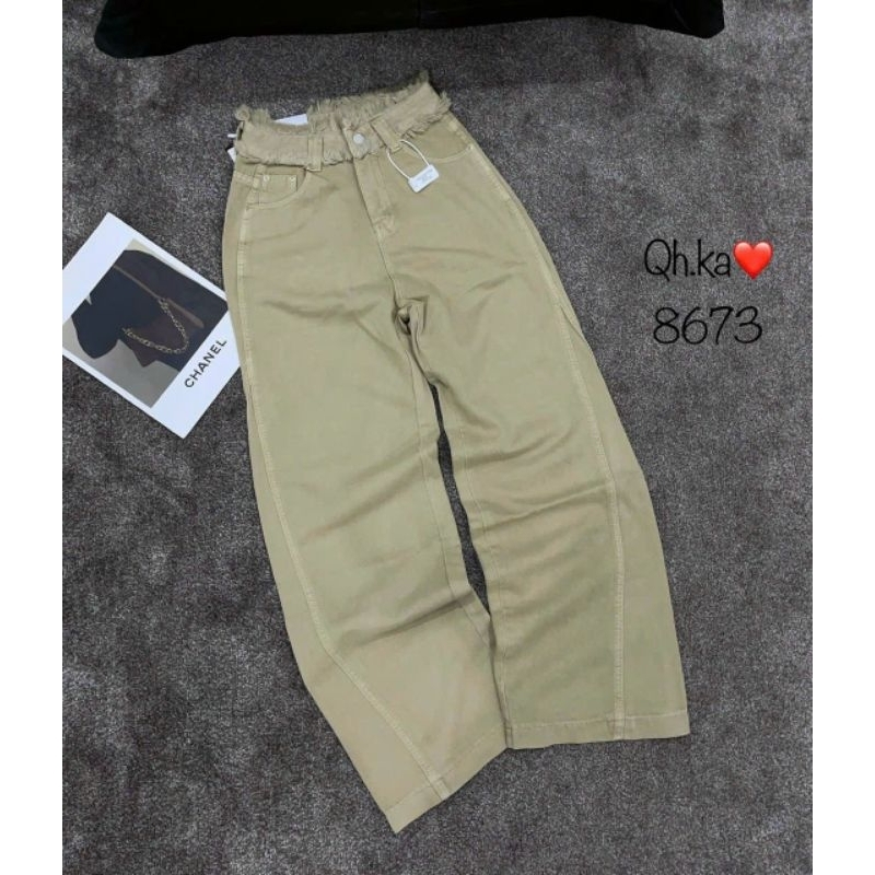 Quần jeans suông cạp tua rua hàng QCL1