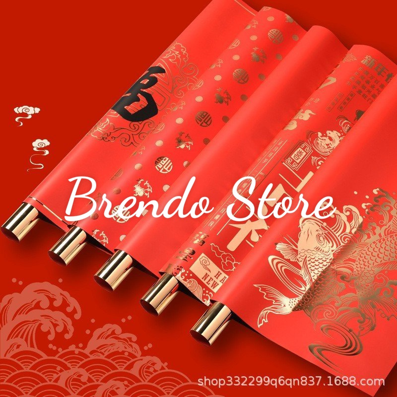 HOA VĂN ĐỎ gói quà, dán tường trang trí tết, đám cưới, tiệc tùng, giấy láng - Brendo Store