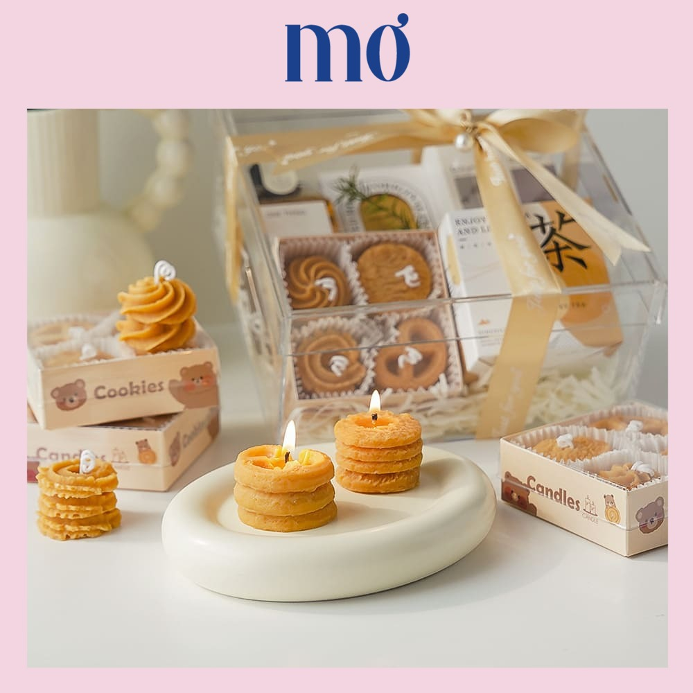 Set nến thơm tealight trang trí bánh quy MƠ phong cách Hàn Quốc dễ thương