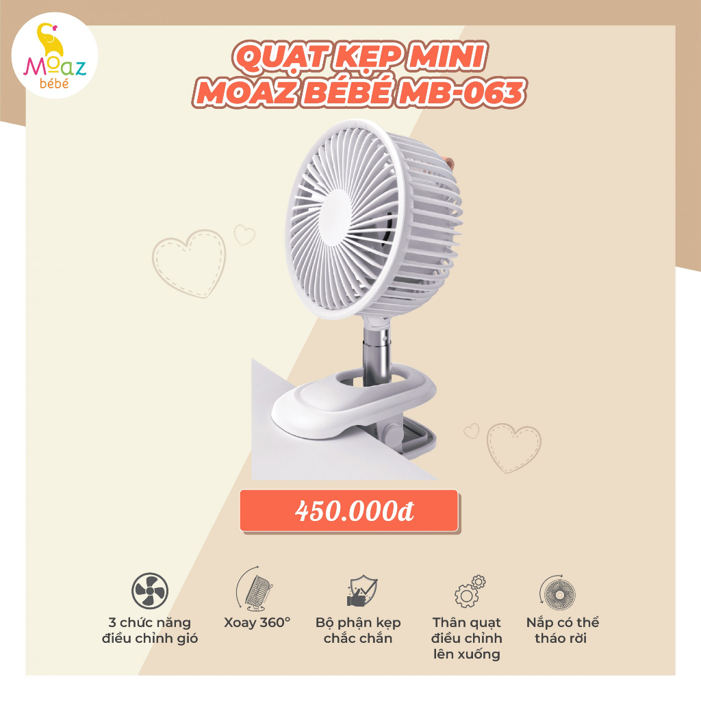 Quạt kẹp mini Moaz MB – 063