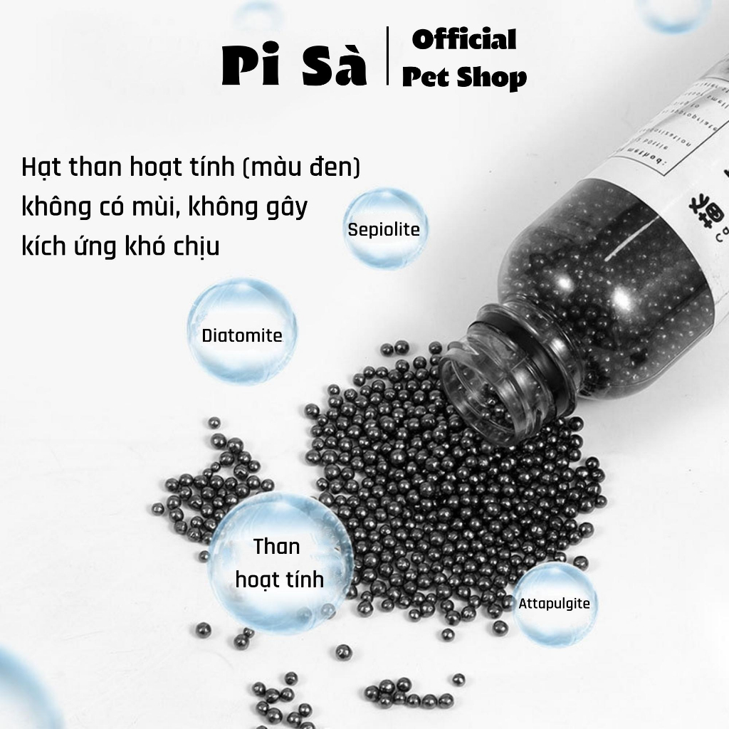 Hạt khử mùi cát mèo chai 300g than hoạt tính hương hoa hồng hương chanh hương cà phê giảm mùi hôi chó mèo đi vệ sinh
