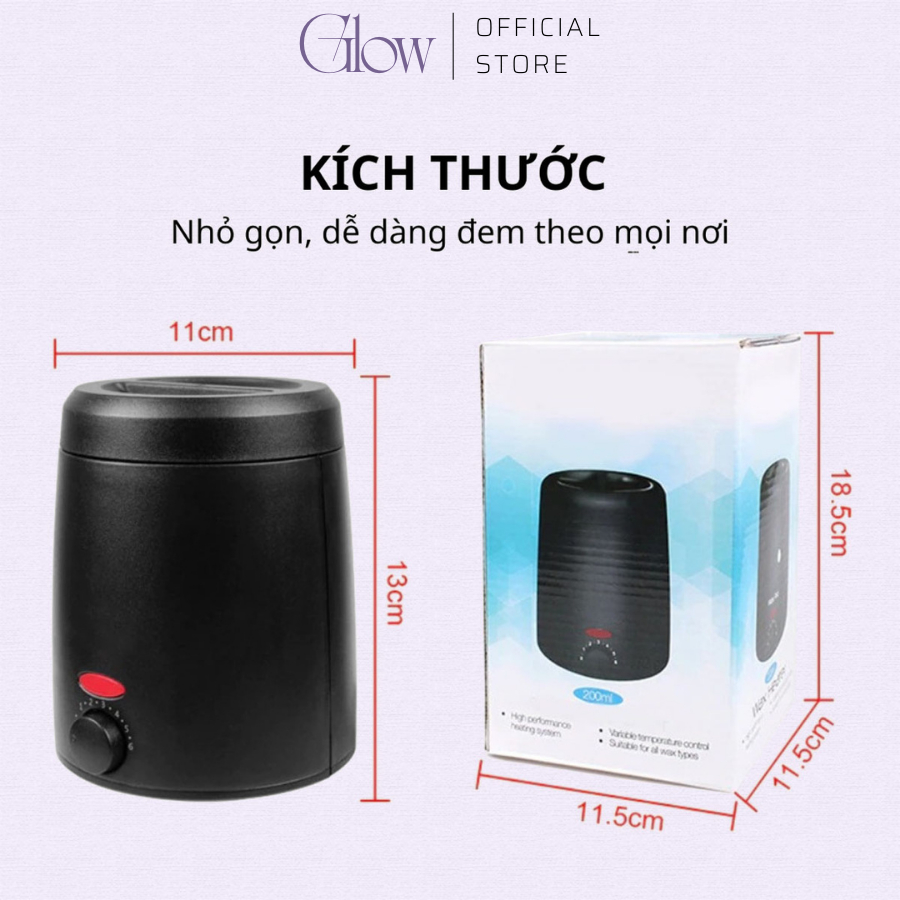 Nồi Nấu Sáp Wax Lông GLOW WAXING Pro Wax 200 Mini Chống Dính Cao Cấp Siêu Tiện Lợi Tặng Kèm Que 1013