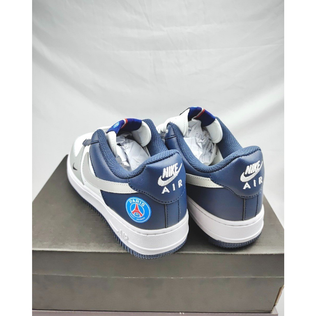 Giày Thể Thao Air Force 1 Low Paris Saint White Grey Navy For Custom Giày Af1 Xám Gót Xanh Than