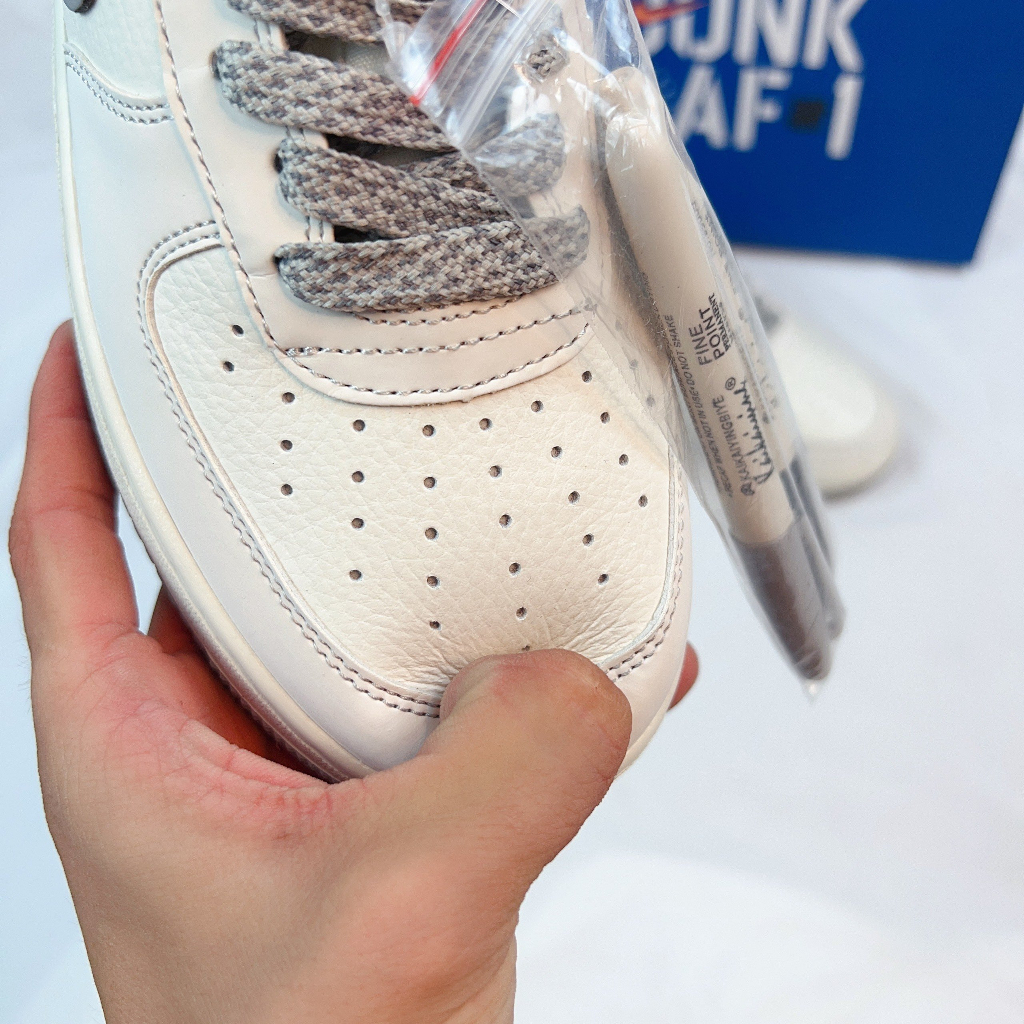 Giày Thể Thao Af1 Trắng Be Bút Bi Mới 2023 Air Force Low Dunk White Crem Full Box