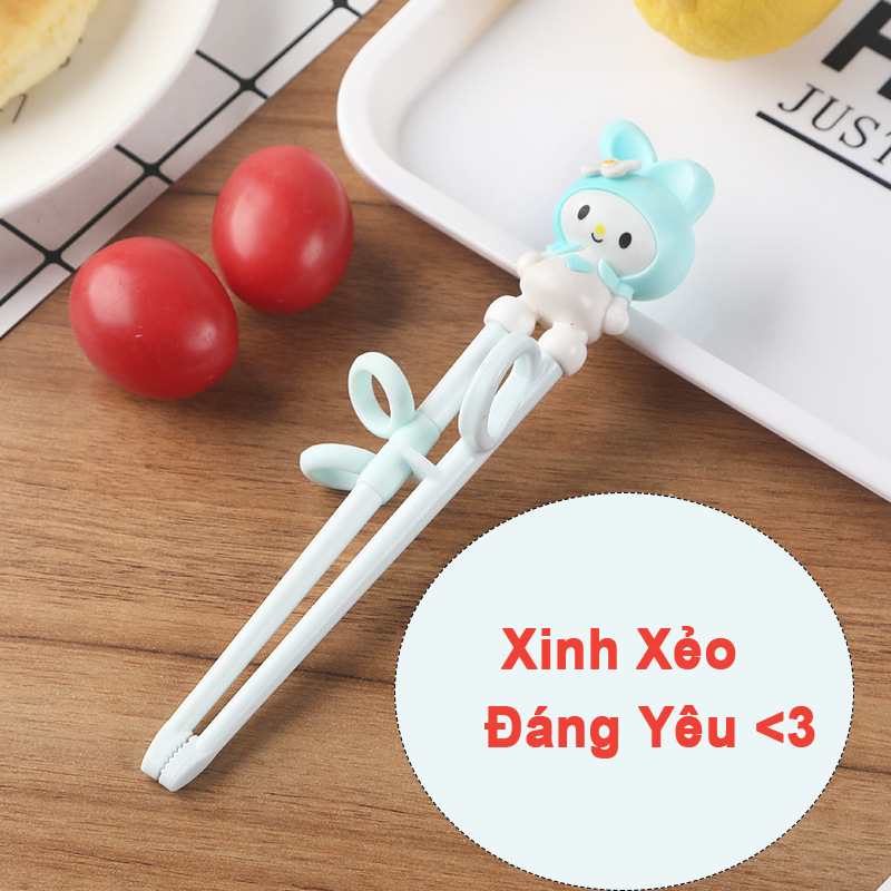 Bộ Thìa Dĩa Đũa Tập Ăn An Toàn Cho Bé Bằng Inox 304,Thìa Ăn Dặm Tập Xúc, Đũa Xỏ Ngón Tập Gắp Cho Trẻ Em