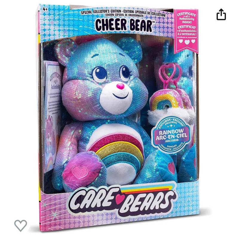 [Sẵn] Gấu Care Bears 14" Sequin Plush with Dangler 2023 - Cheer Bear - Special Collector's Edition