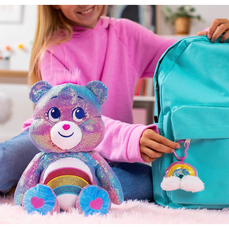 [Sẵn] Gấu Care Bears 14" Sequin Plush with Dangler 2023 - Cheer Bear - Special Collector's Edition