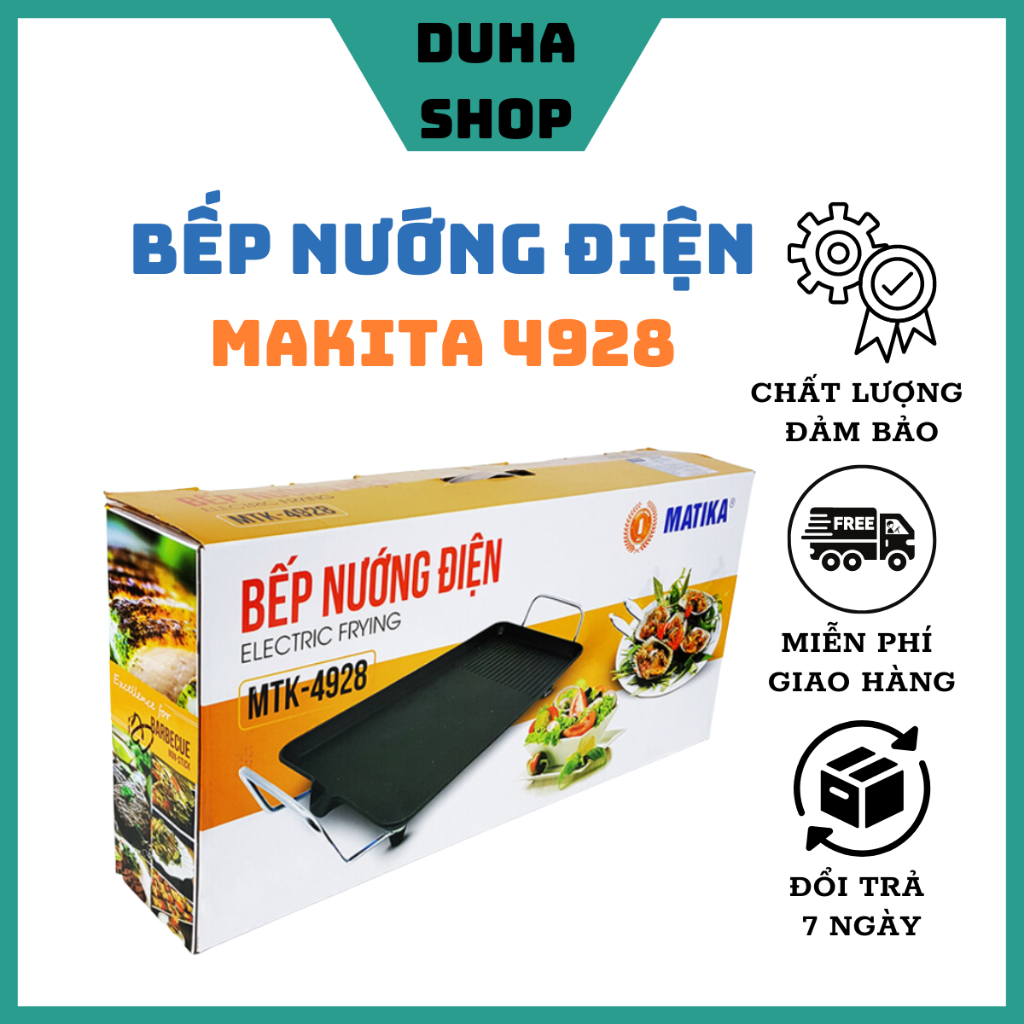 Bếp nướng điện Matika MTK-4928 kích thước lớn to gấp đôi mẫu bếp sunhouse phổ thông 4607 bảo hành 12 tháng
