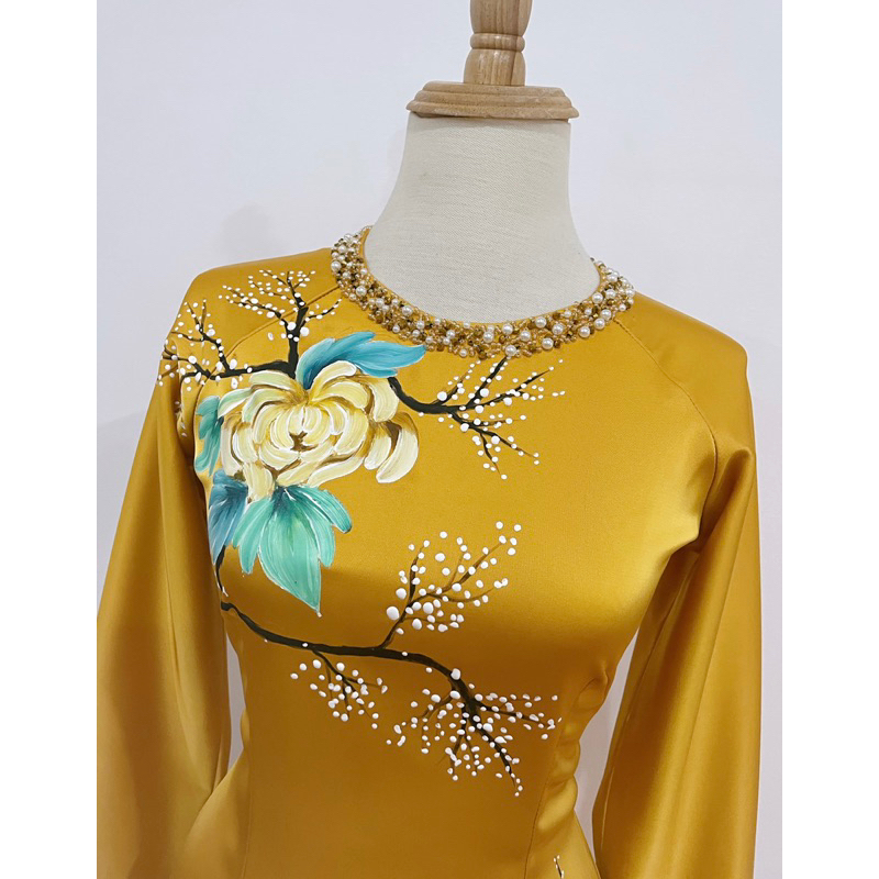 Áo dài bà sui sơn dầu cao cấp