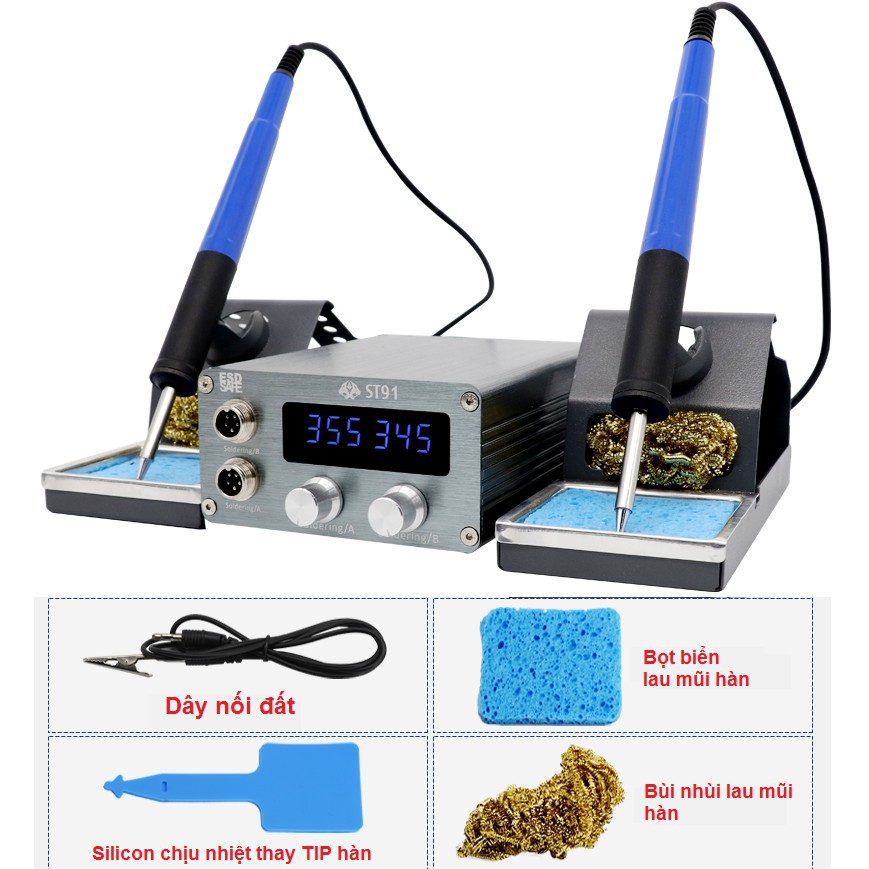 Máy hàn - Trạm hàn 2 tay T12 OSS ST91+ | Máy hàn 2 tay  | 2 tay dùng mũi T12