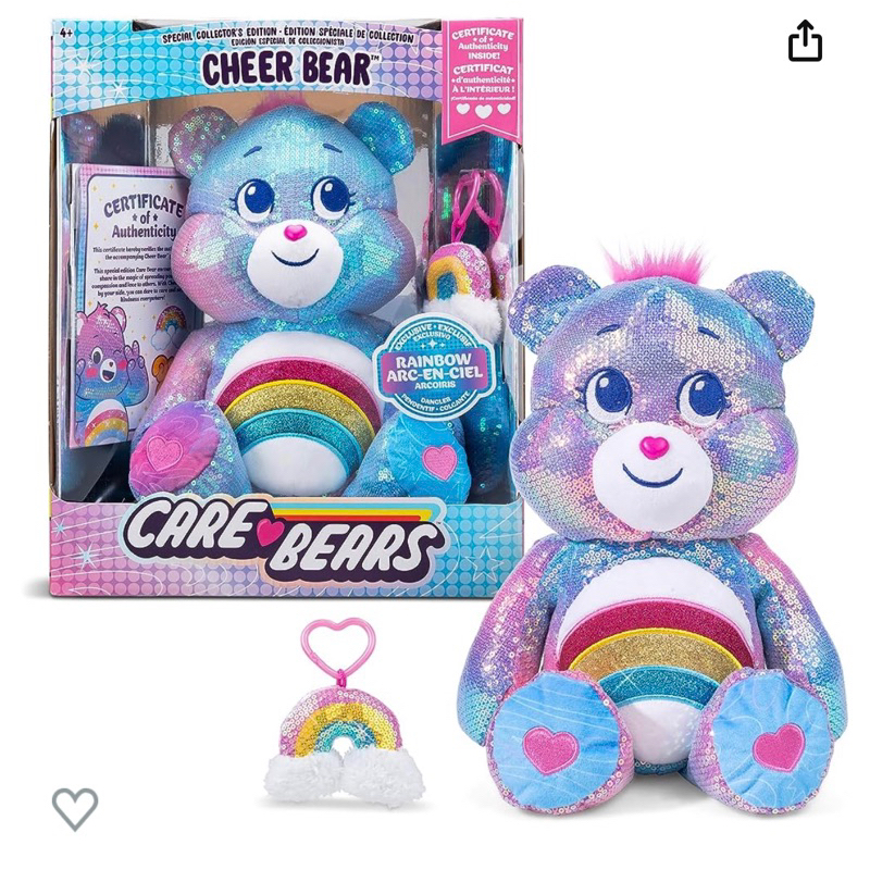 [Sẵn] Gấu Care Bears 14" Sequin Plush with Dangler 2023 - Cheer Bear - Special Collector's Edition