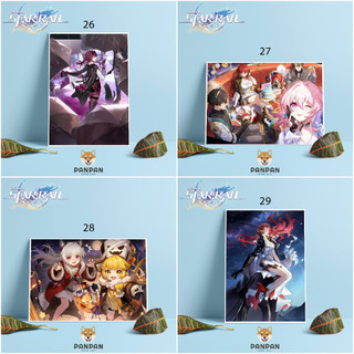 Postcard Cao Cấp - Poster Honkai Star Rail Kafka, Bailu, Silver Wolf, Jing Yuan