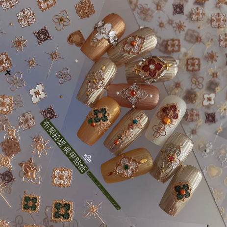 Sticker dán móng 3D hoạ tiết crom