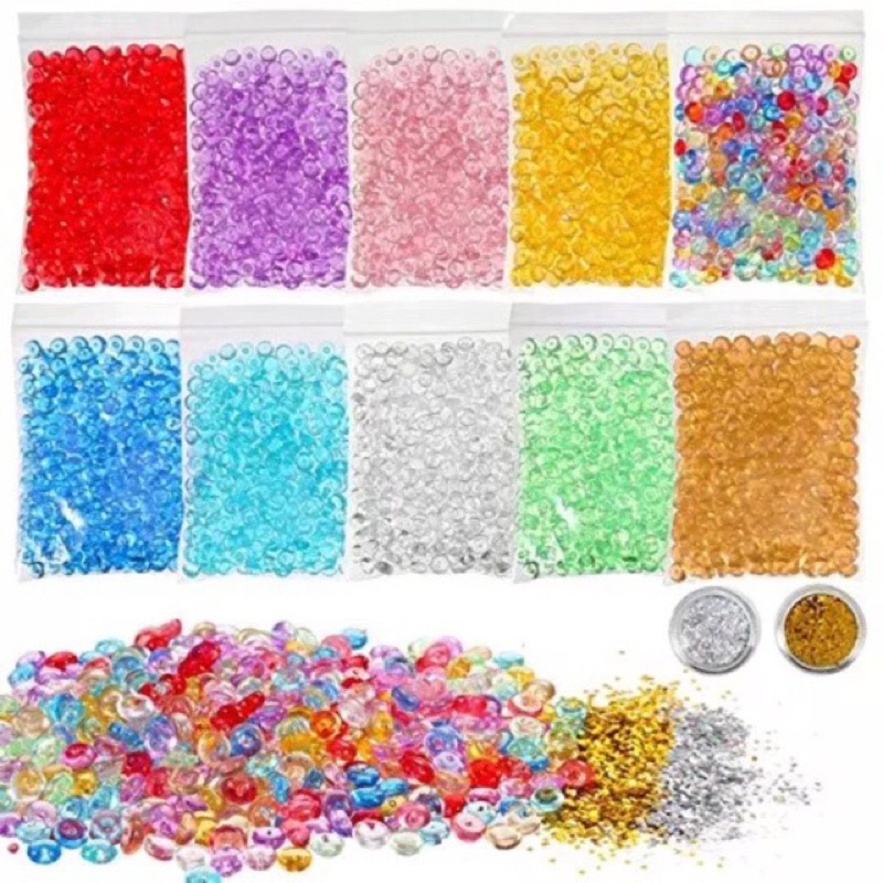 50 Gram Hạt Nhựa FishBowl Oval Beads Nguyên Liệu Làm Slime ,Trang Trí Bể Cá Siêu Đẹp