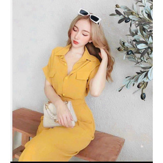 Sét bộ đồ nữ dài áo sơ mi có túi tay lỡ phối quần dài ống rộng, Sét sơ mi công sở