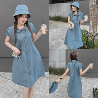 Đầm váy nữ cổ bèo tay phồng dáng dài xinh xắn dành cho các nàng diện đi chơi, đi tiệc, thời trang nữ MOON