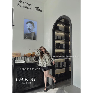 Áo Chấm Bi Phối Cổ Dáng Babydoll