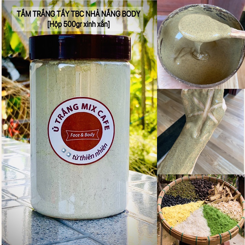 Ủ trắng mix cafe tắm trắng tẩy da chết nhả nắng body
