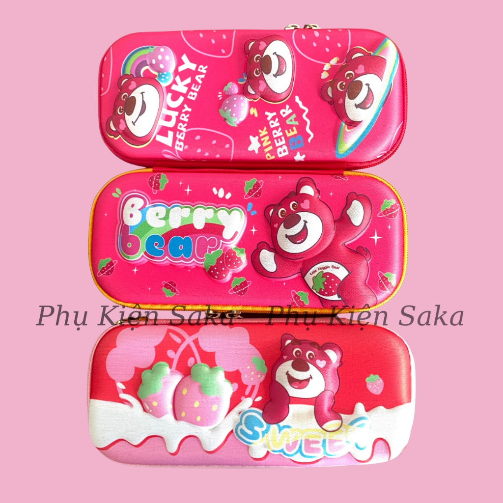 Hộp Bút Gấu Dâu - Hộp Đựng Bút Gấu Dâu Lotso Cute 3d Nhiều Ngăn Dễ Thương Học Sinh/Cho bé Giá Rẻ Saka