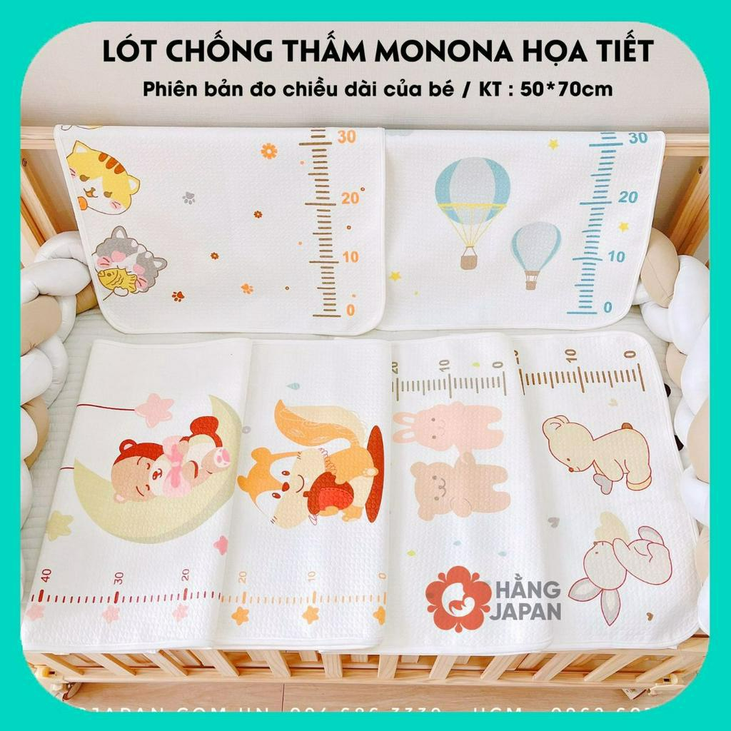 Lót Chống Thấm Organic Monona / Molli 4D Xuất Hàn Siêu Mềm Mịn Có Thước Đo Cao Cấp Cho Bé Họa Tiết Ngẫu Nhiên Chính Hãng
