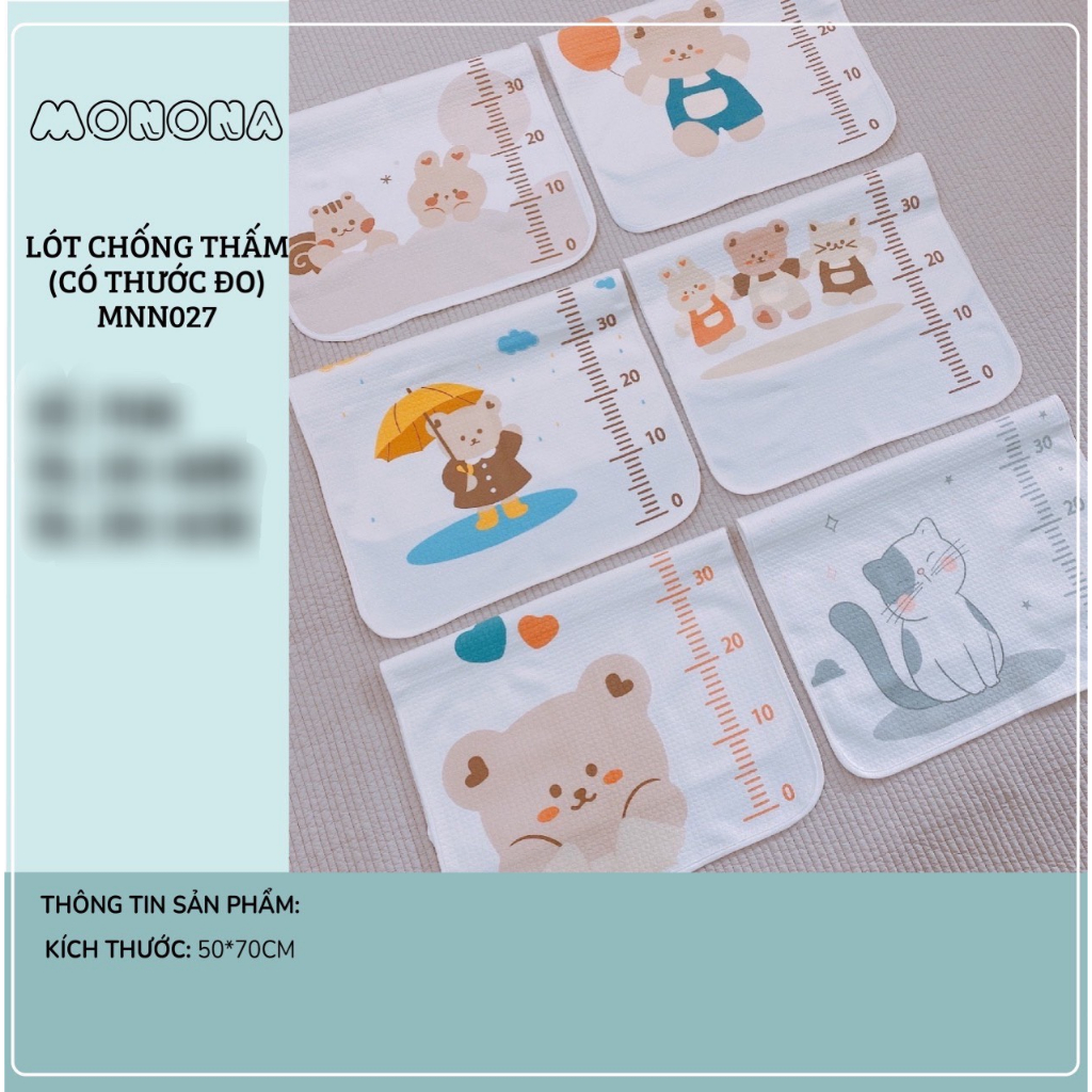 Lót Chống Thấm Organic Monona / Molli 4D Xuất Hàn Siêu Mềm Mịn Có Thước Đo Cao Cấp Cho Bé Họa Tiết Ngẫu Nhiên Chính Hãng
