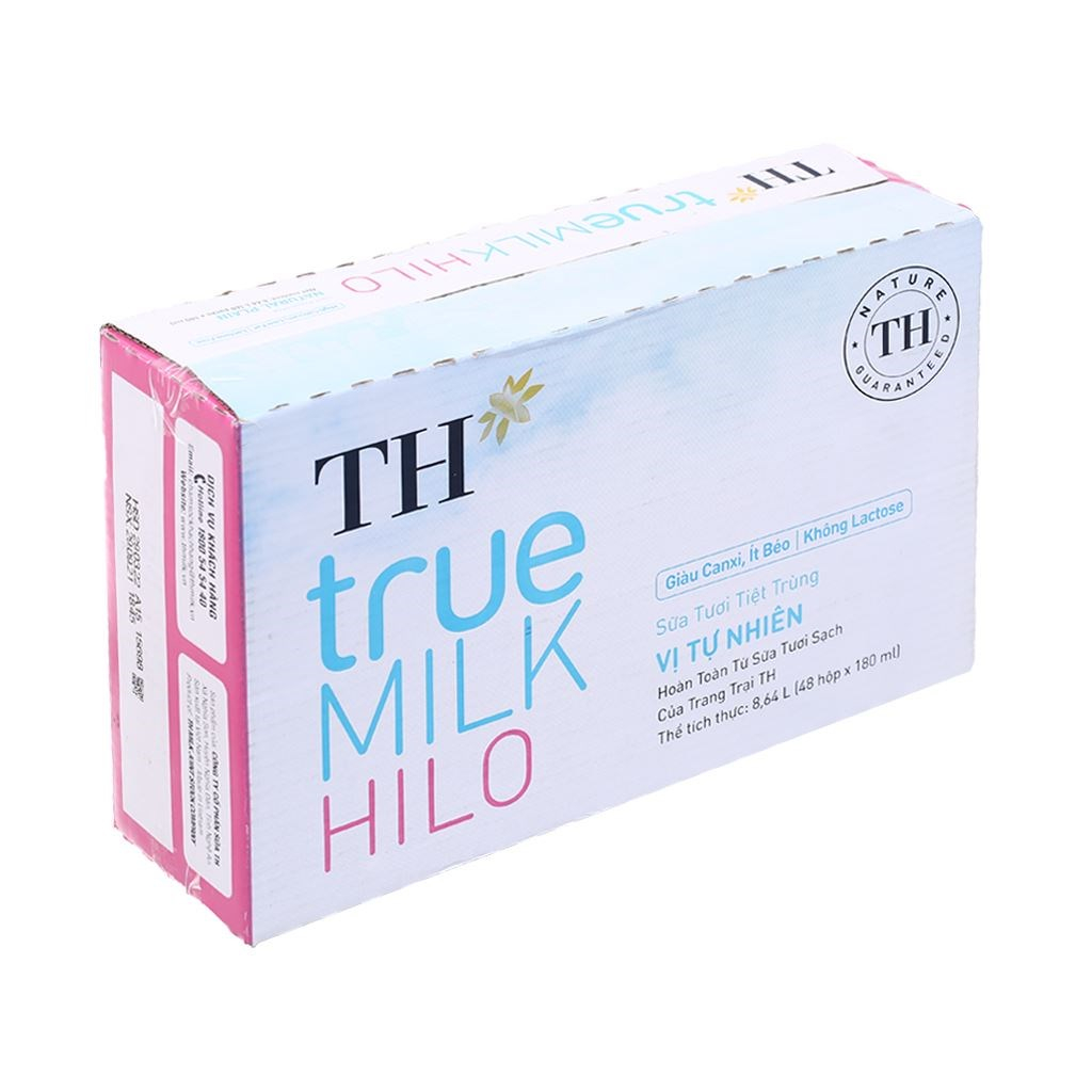 Thùng 48 hộp sữa tươi tiệt trùng TH True Milk HILO 180ml