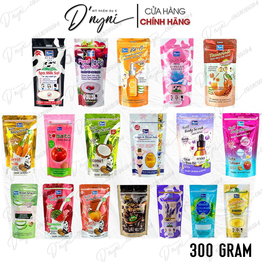 Muối YOKO Tắm Tẩy Tế Bào Chết Cơ Thể Dưỡng Trắng Da Sáng Mịn 300 Gram