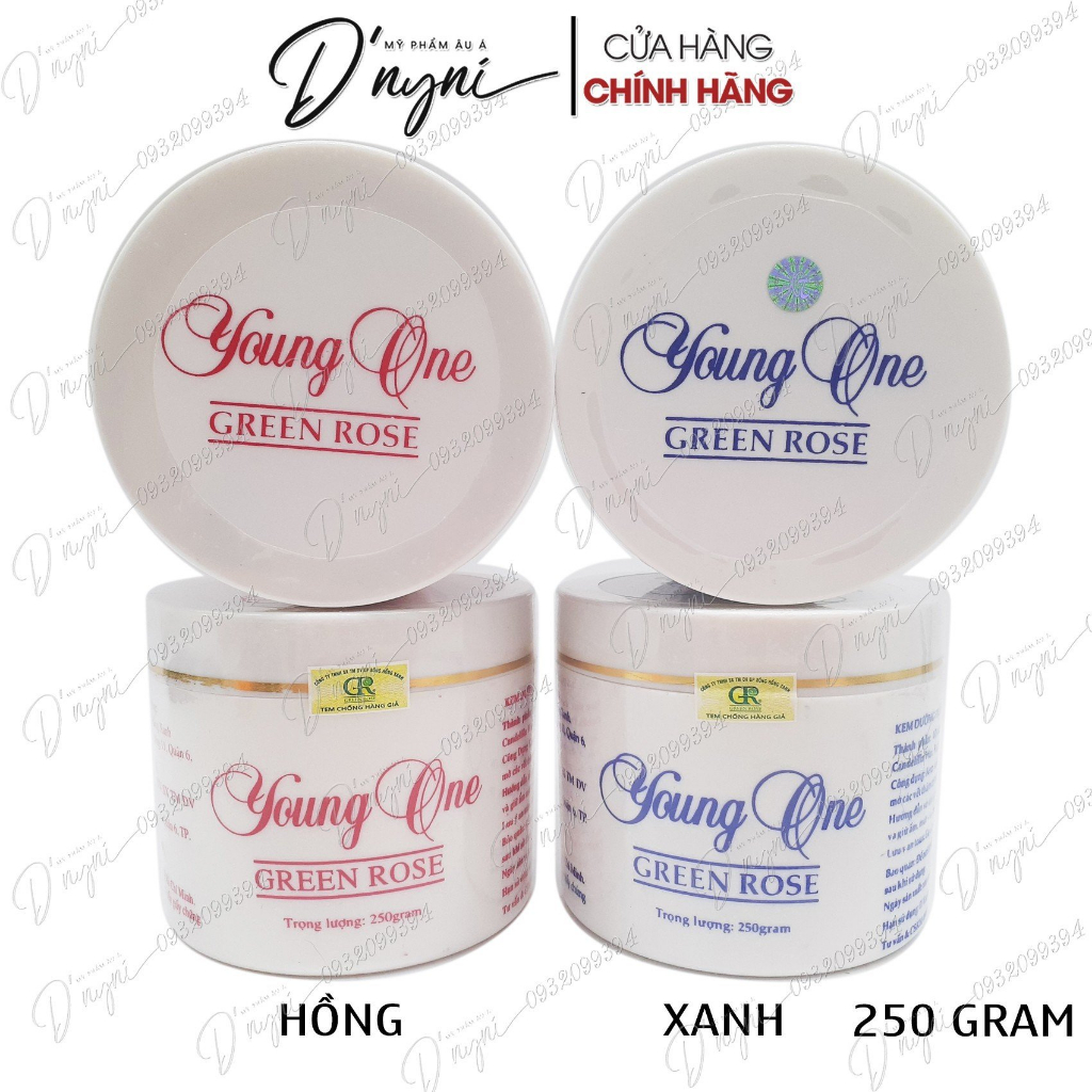 Kem XÙ YOUNG ONE GREEN ROSE 250 GRAM LỚN Dưỡng Trắng Da Toàn Thân Việt Nam