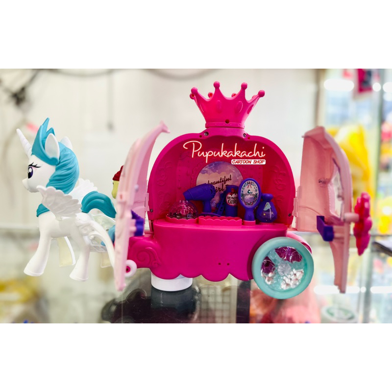 Lồng Đèn Trung Thu Pin Xe Ngựa PONY Trang Điểm, Ngựa PONY Bán Kem Có Đèn Nhạc