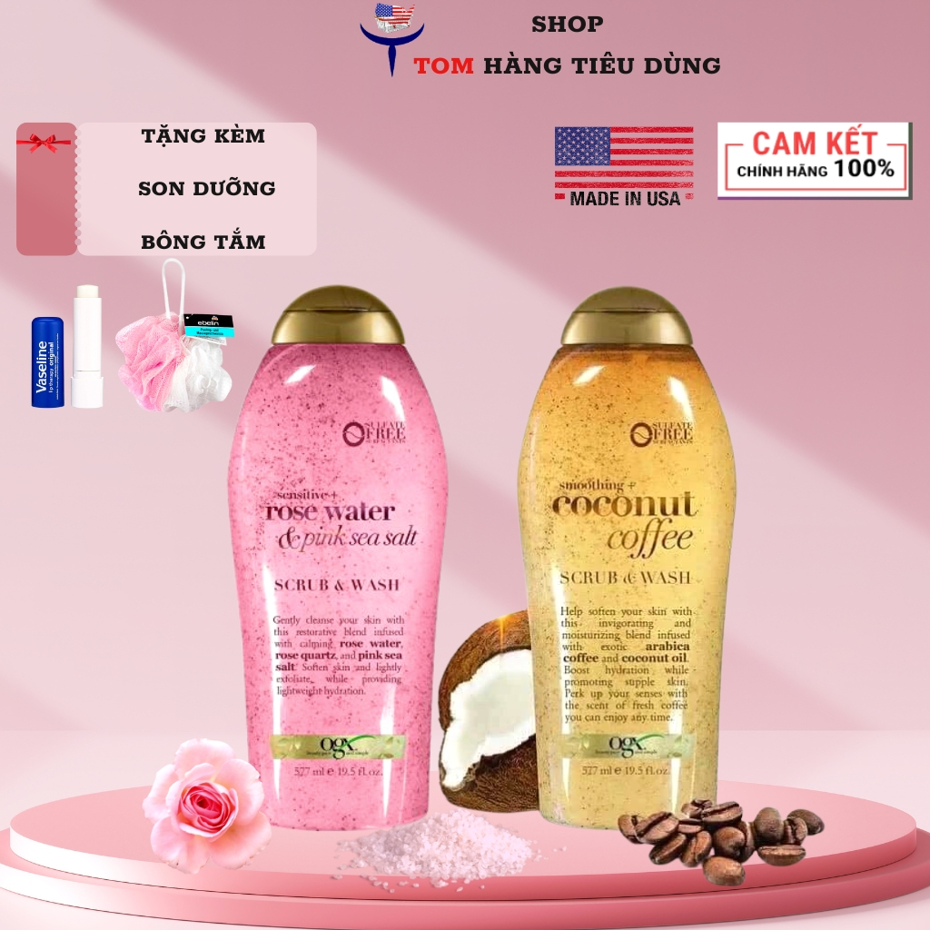 Sữa tắm tẩy tế bào chết dưỡng da OGX  577ml Hàng Mỹ