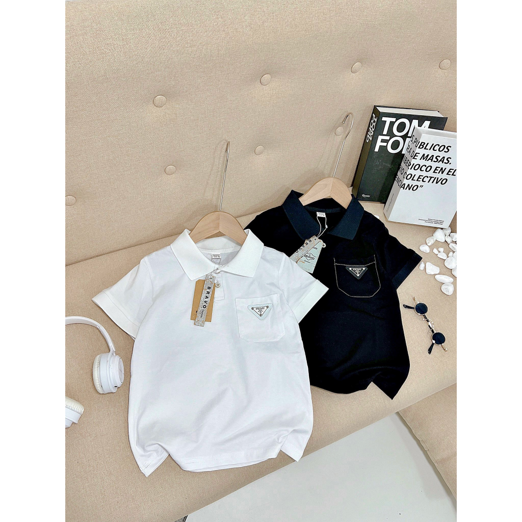 Áo cổ bẻ bé trai túi ngực xịn sò cho bé từ 20-33kg