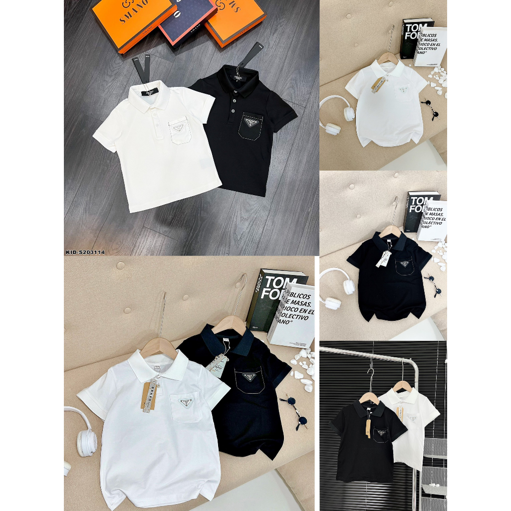 Áo cổ bẻ bé trai túi ngực xịn sò cho bé từ 20-33kg