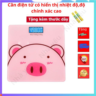Cân điện tử mini- Cân điện tử sức khoẻ thông minh tiện lợi,chính xác, tặng pin + Thước